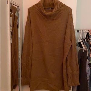 Brown turtleneck sweater dress